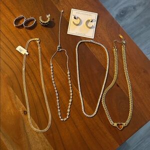 Elegant Gold and Silver Necklace & earrings bundle New